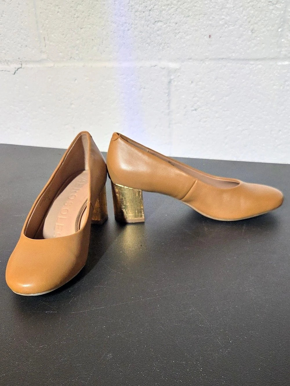 Aerosoles Ebel Pump Leather Block Heel Pumps Brown Size 7